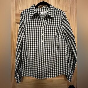 Vineyard Vines Women's Popover Shirt, Size 8, 100% Cotton, Black & White Gingham